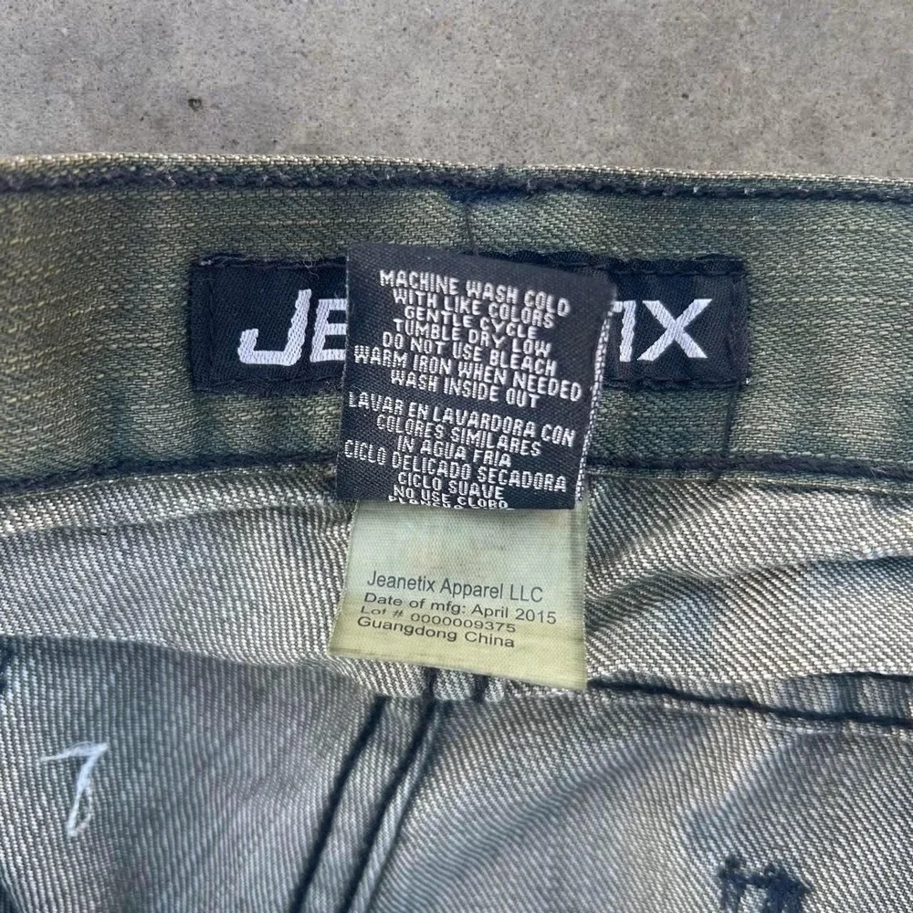 Vtg Style 2000s Jeanetix Y2K Faded Acid Wash Green Mens Baggy Jeans 38x26